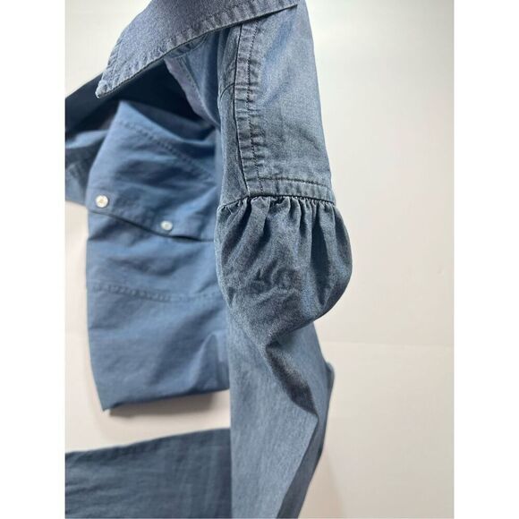 Banana Republic Long Slv Grosgrain Placket Chambray Collared Button Down Size 12 - Picture 5 of 13